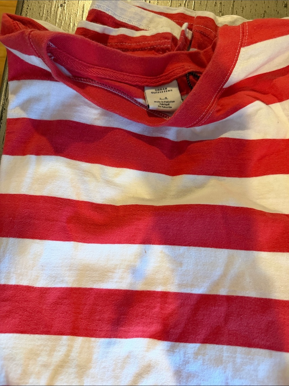 Urban Outfitters Red and White Striped Short Sleeve Tee
